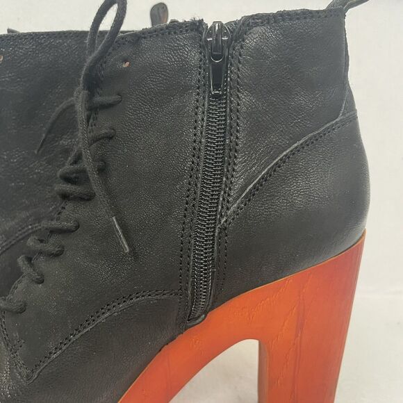 Lucky Brand Tafari Black Leather Platform Heeled Booties Women's Size 9 - Picture 3 of 15